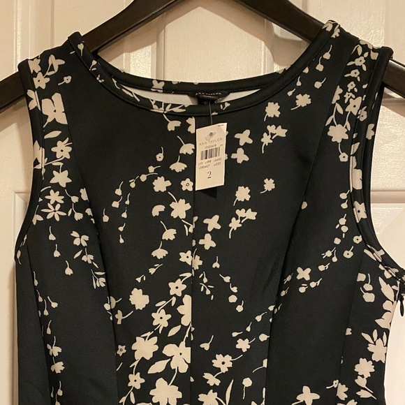 Black Sleeveless Dress with White Floral Design - NEW! - Picture 2 of 6
